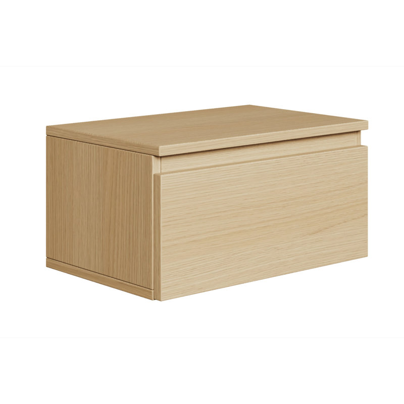 Syvanna Wall-Mounted Bedside Table with Drawer 49 cm Lindberg Oak