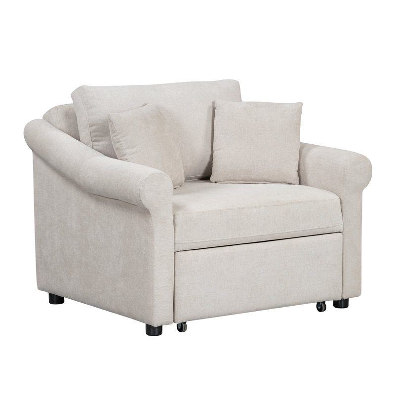 Fauteuil convertible en chenille Eloria, Beige
