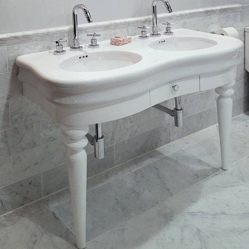 Cigno Widespread Bathroom Faucet with Drain Assembly, Polished Chrome