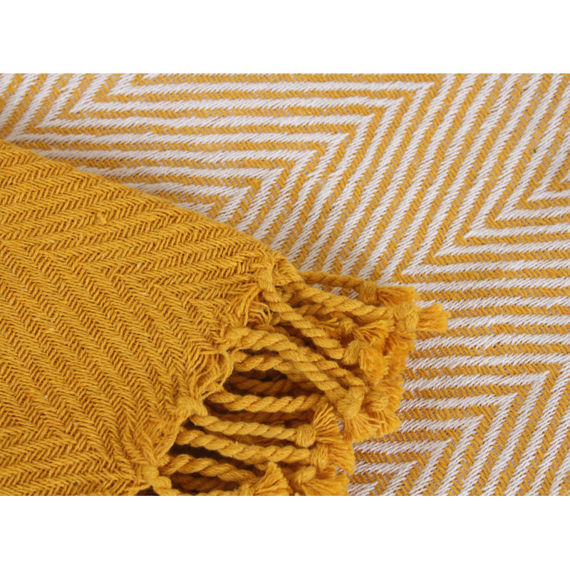 Hand Woven Throw Blanket, Yellow