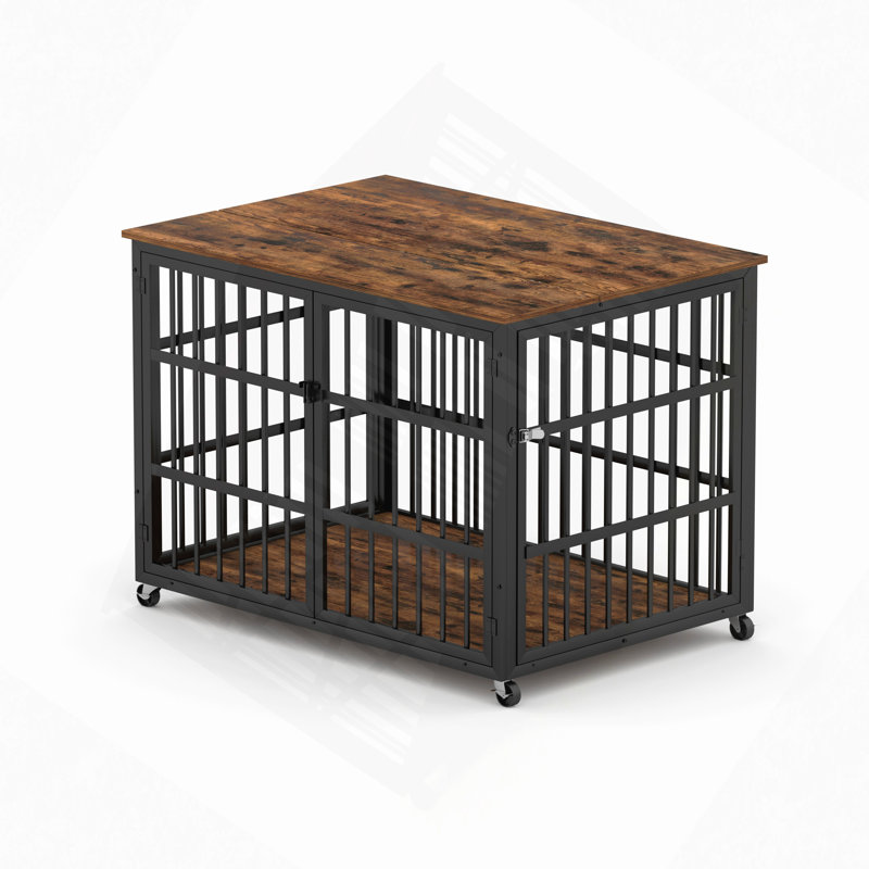 Porte pour cage de style meuble avec ouvertures latérales, Brun rustique