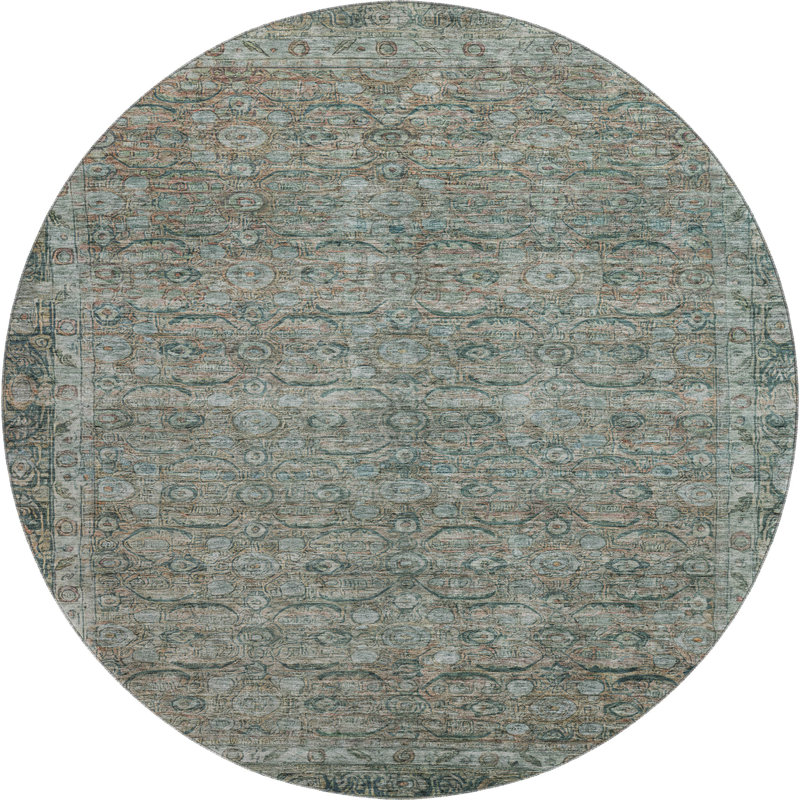Premium Machine Washable Lubbers AMF1762 Border Rug, Round 8'