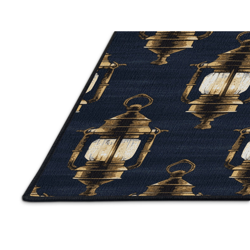 Washable Ships lanterns Nautical Area Rug, Rectangle 7' x 10'