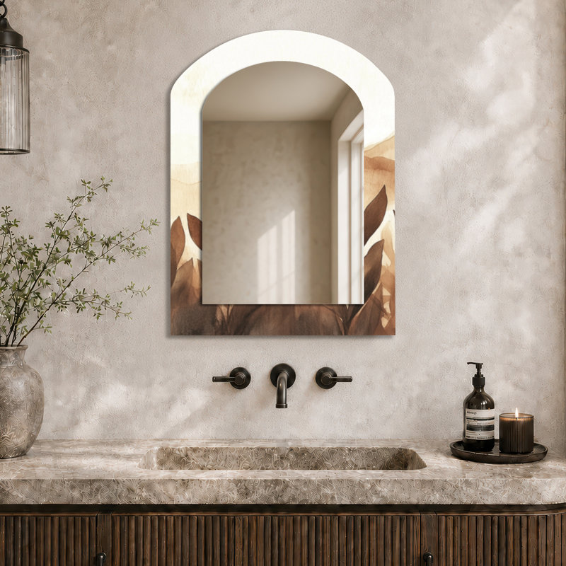 Miroir de salle de bain Beige Botanical, 34" x 25"