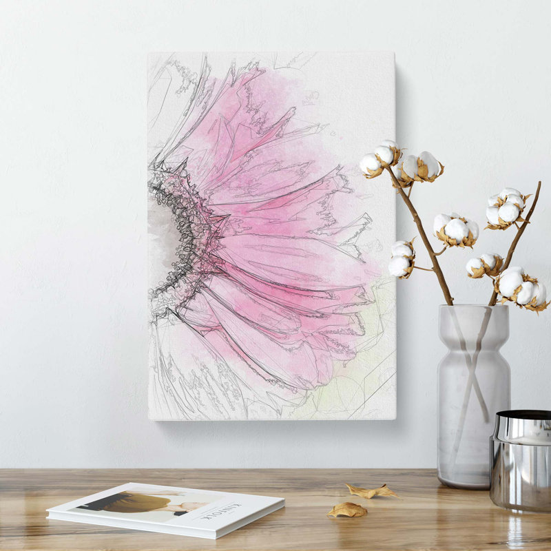 Beauty Of A Pink Gerbera Flower In Abstract - Wrapped Canvas Print, 76cm H x 50cm W x 3cm D