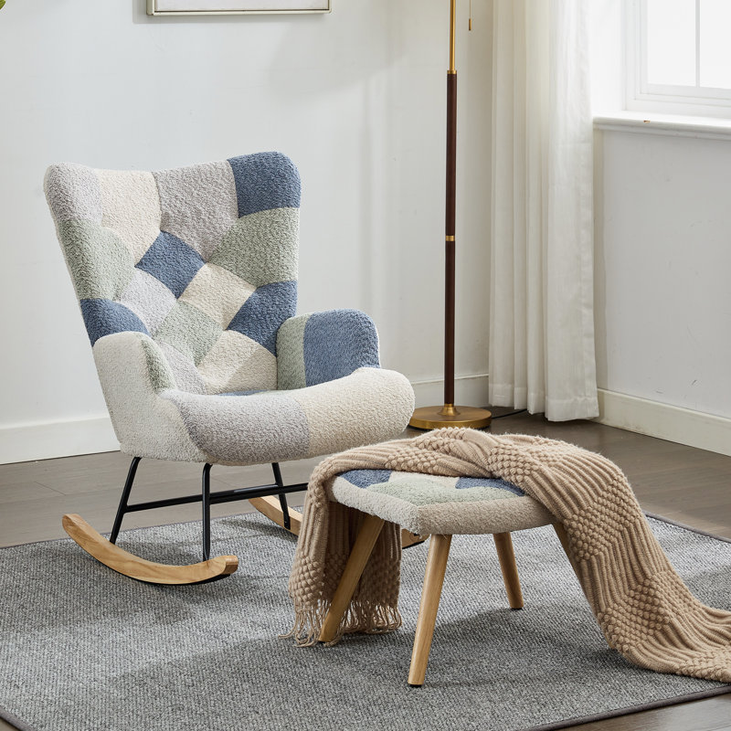 Rocking Chair, Blue/Beige