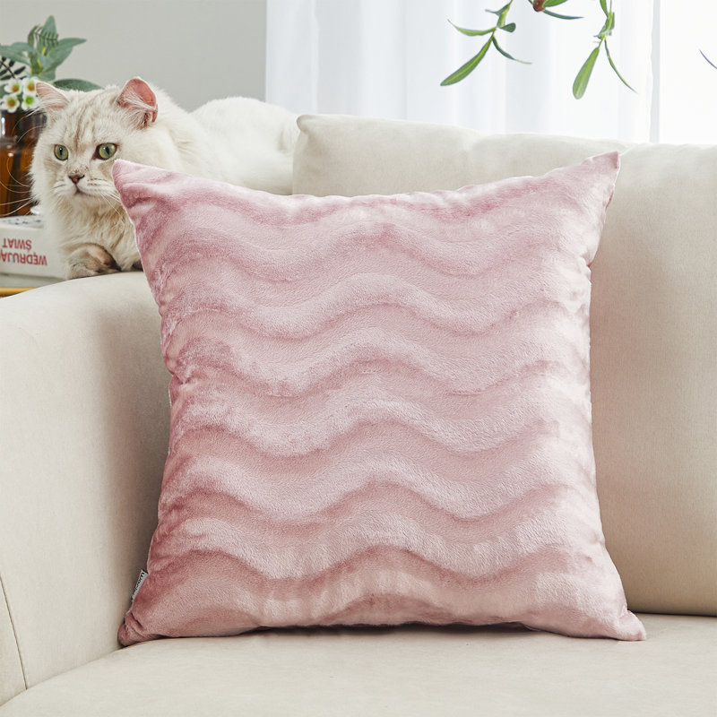 Coussin décoratif en velours Velvet Wave, Rosé