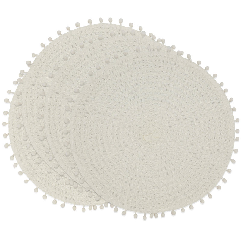 Napperon Mint Modern Pom Pom, Blanc