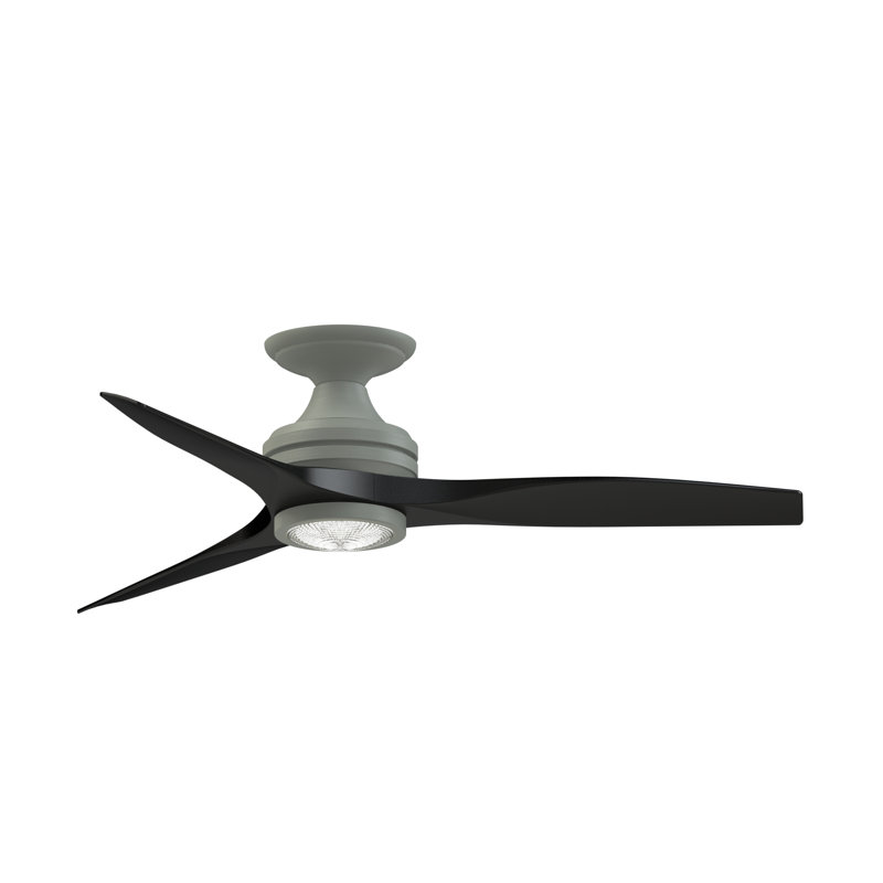 Spitfire 48 Inch Flush Indoor/outdoor Ceiling Fan With Led Light Kit - Antique Graphite With Weathered Wood Blades