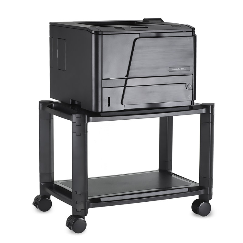 Black Adjustable Rolling Printer Stand with Storage Tray