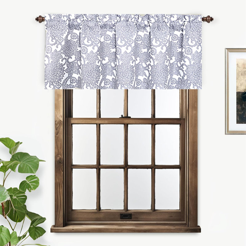 Cantonnière florale sur mesure 52 po, gris