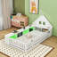 Lit simple en bois avec tête de lit et rangement intégré-129199432