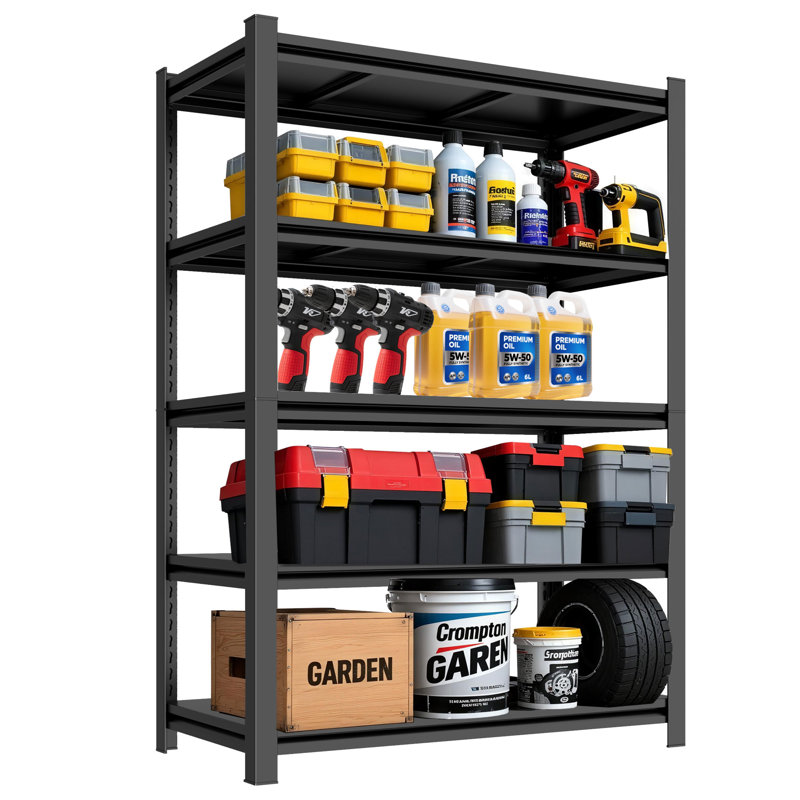 Étagère de rangement à 72 niveaux H 72 po, support de rangement réglable en métal robuste, organisateur autoportant pour entrepôt, sous-sol, buanderie et garde-manger, noir