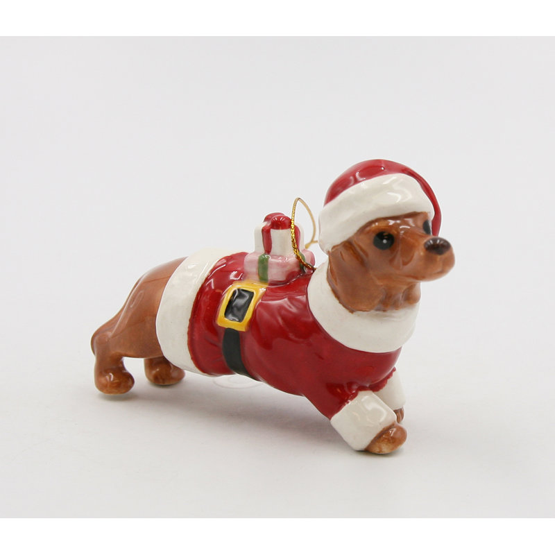 Ornement de Noël Teckel Père Noël