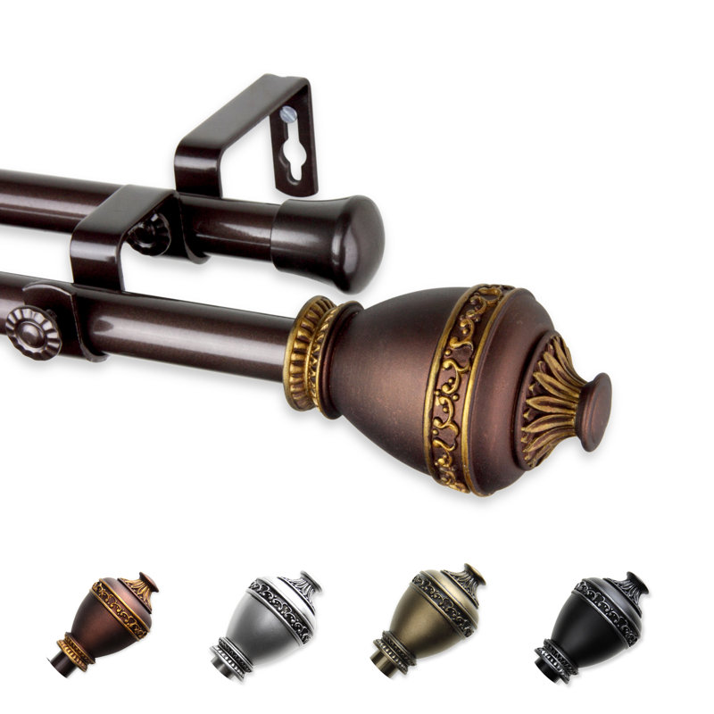 Tringle à rideaux double réglable 0,81 po Kinbrae, Cacao, 28 po à 48 po