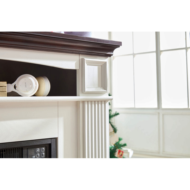 Foyer électrique avec tablette de manteau de cheminée, chauffe-foyer autoportant avec flamme à DEL, foyer encastrable de 23 pouces pour chambre à coucher et salon