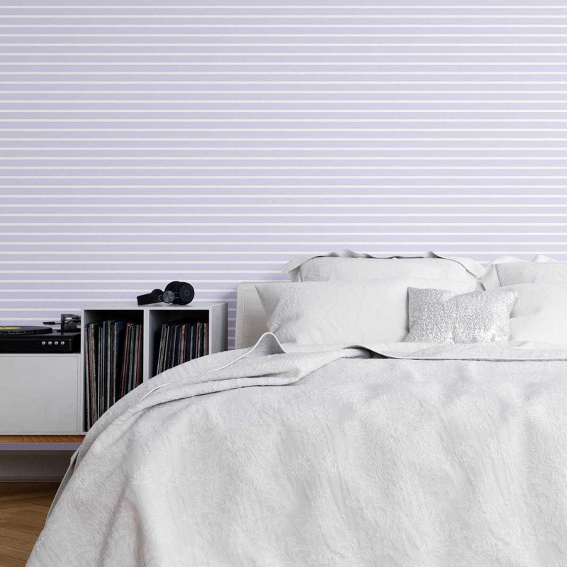 Rouleau de papier peint adhésif Boville, Mauve / blanc, L 126 po x l 24 po