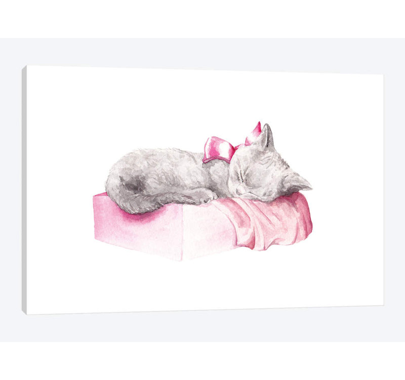 « sleepy chat »-impression sur toile tendue, H 8 po x l 12 po x P 0,75 po