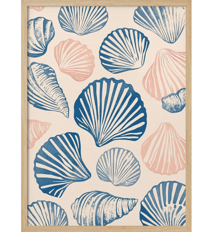 "Seashell", art mural texturé encadré, Encadrement beige, H 40 po x l 30 po