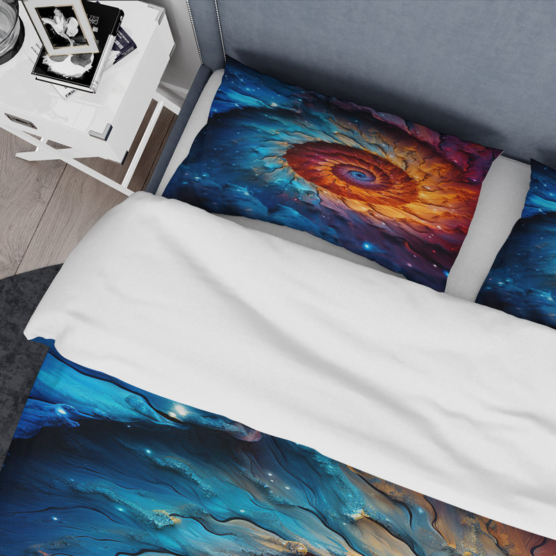 Colorful Space Fractal Vortex I - Ensemble de housse de couette Abstract Fractal, Housse de couette pour très grand lit