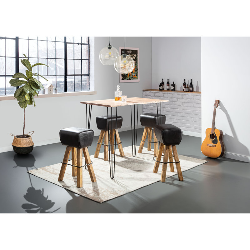 Hejira Upholstered Counter Stool with Solid Wood Frame, Anthracite