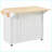Kitchen Island with Storage &amp; Drop Leaf – White Farmhouse Cart with 3-Tier Pull-Out &amp; Wheels-827797310