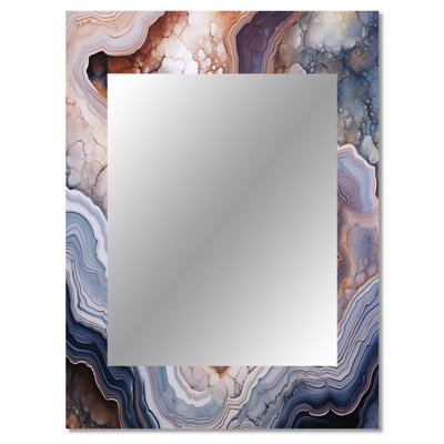 Stone Geode Scenery Minimalism II - Stone Geode Wall Mirror, Traditional Decorative Mirror, Printed Metal Art