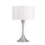 Lampe de chevet 28 po en métal argenté avec abat-jour blanc