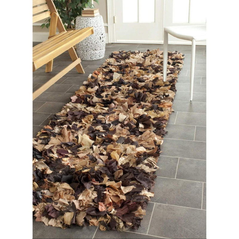 Tapis brun à poils longs Godsey, Tapis de couloir 2 pi 3 po x 11 pi
