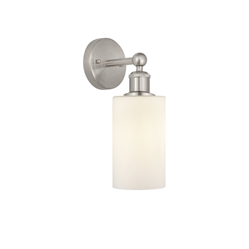 Alegria Armed Sconce, Brushed Satin Nickel, Matte White
