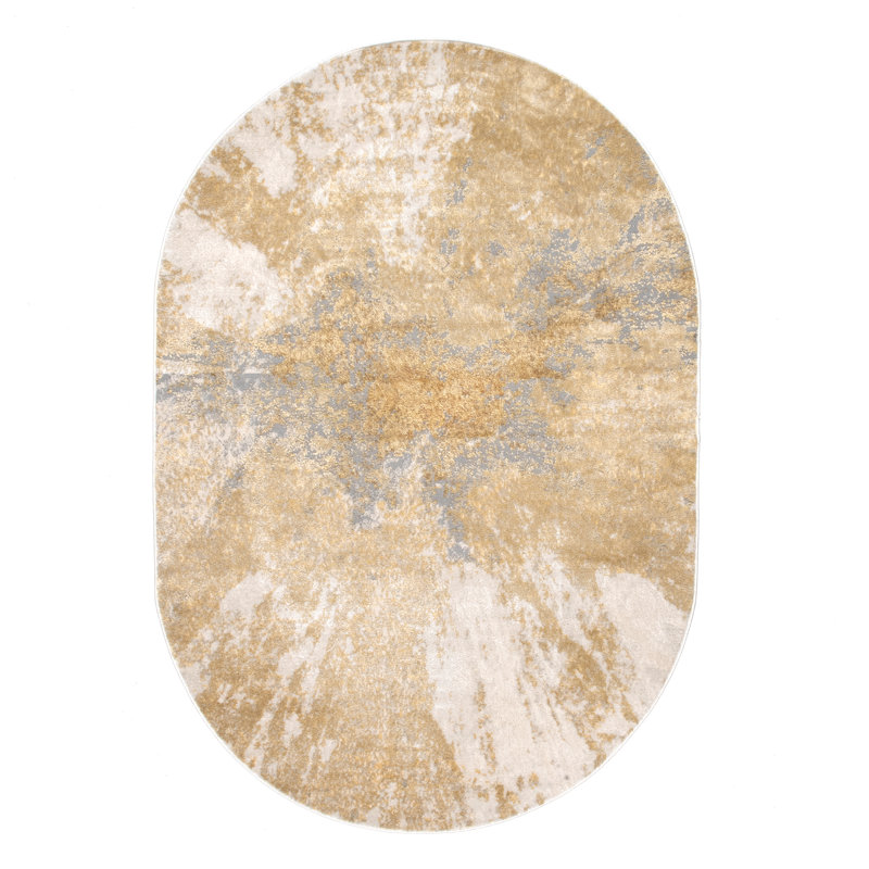 Avalon Contemporary Abstract Power Loom Rug, Oval 6'7" x 9'