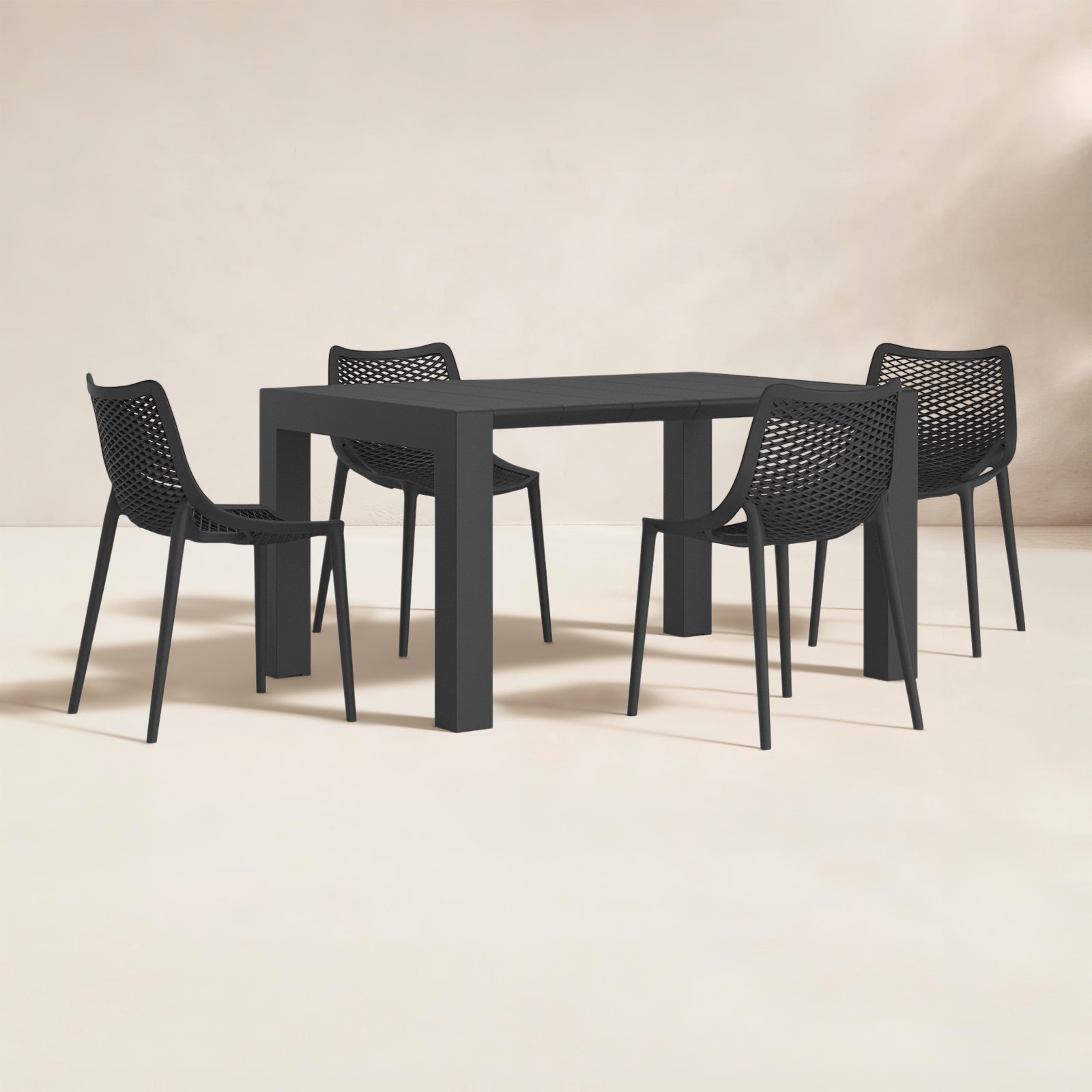 Asherton 39" Patio Dining Set, Black