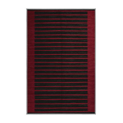 Machine Washable Horizontal Stripes Brown Area Rug