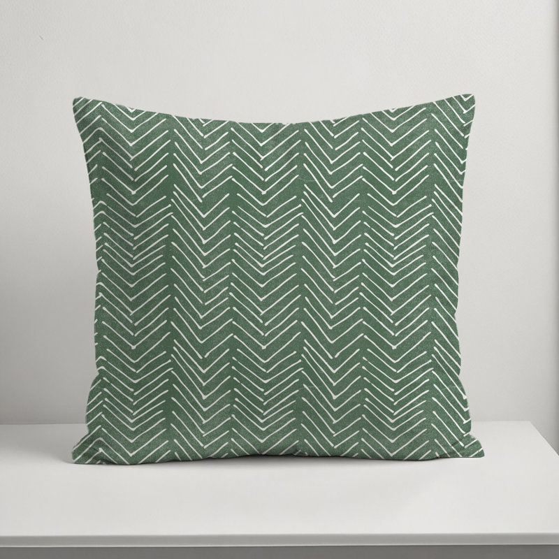 Chevron Outdoor Reversible Throw Pillow, 20" x 20", Green