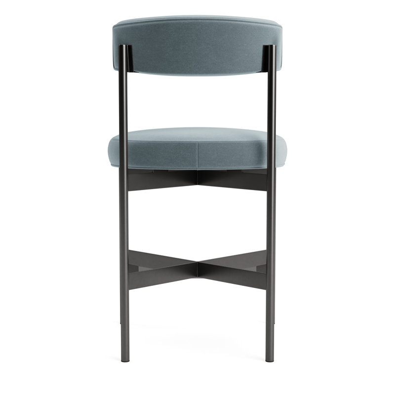 Remy Bar Stool, Counter Stool (25” Seat Height), Performance Velvet - Harbor, Pewter