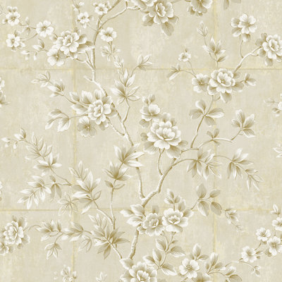 Rouleau de papier peint métallique/en feuille 27 pi x 27 po floral wall Artie