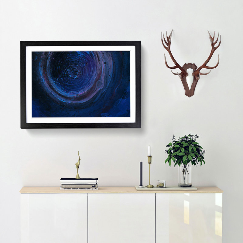 Harmony of the Night in Abstract - Picture Frame Painting Print, 36cm H x 48cm W x 2cm D, Black Framed