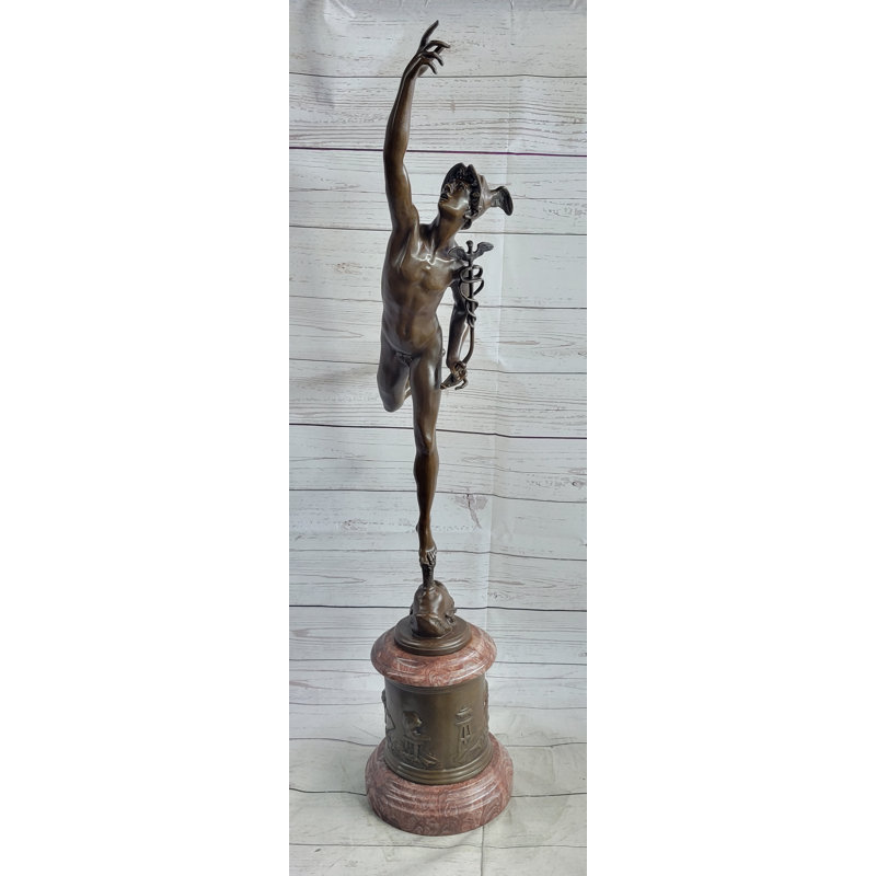 Extra Large Detailed Signed Original Artwork by Milo Hermes flying Mercury Bronze Statue