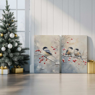 Winter Songbirds Set of 2 Canvas Prints