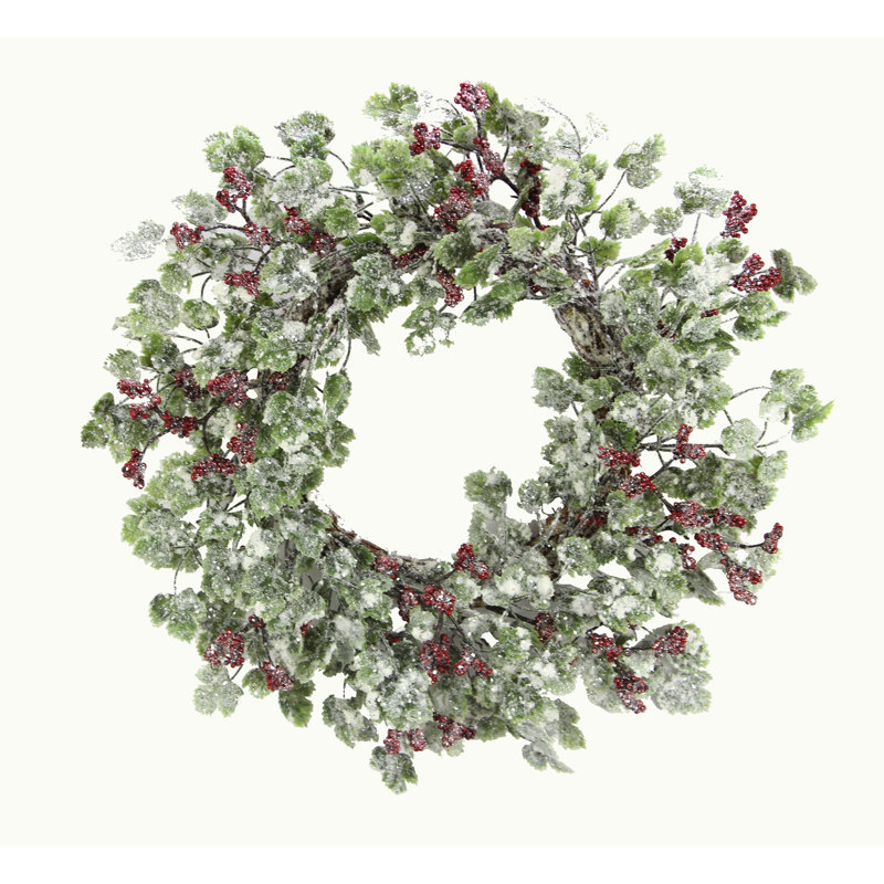 Couronne de plastique 22" snow ivy berry