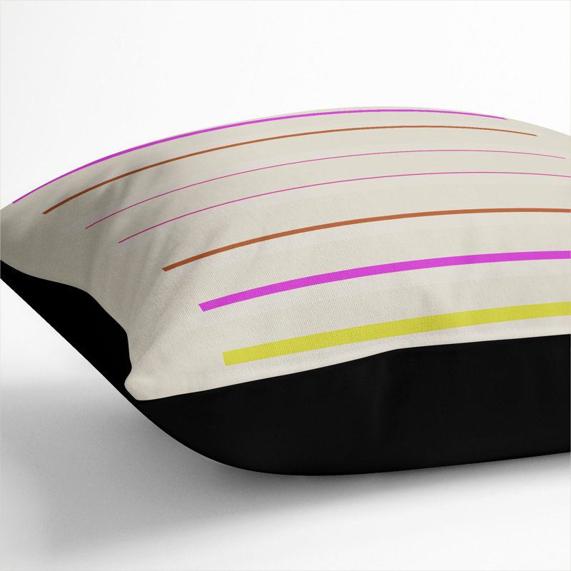 Striped Square Cushion, Black, 40cm H x 40cm W x 15cm D