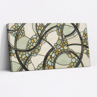 Green and Yellow Stained Glass Swirl Canvas Wall Art