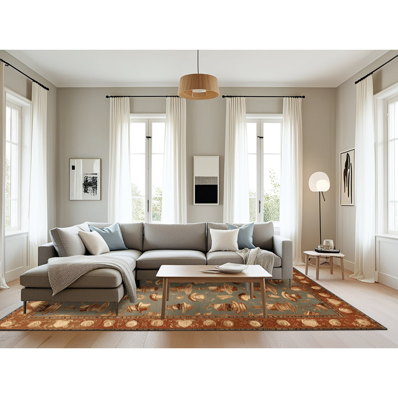 Tapis brun français lavable à la machine, Rectangle 6 pi x 9 pi