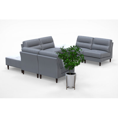 Ensemble de chaises de salle d'attente pour 6 personnes avec tables de chargement, ensemble de 8 pièces, gris 100% cuir véritable