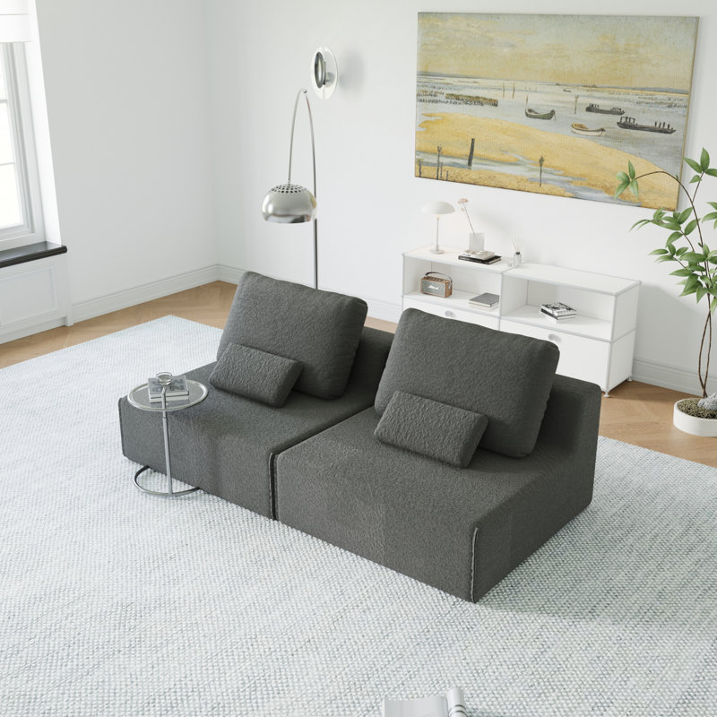 Boneless Oversized Modular Sectional Sofa,Luxury Boucle Floor Couch Set,Convertible Compressed Couch,Spacious Foam-Filled Sofa For Living Room, Free Combination,3 Colors