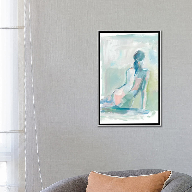 Modern figure Study II par Ethan Harper - reproduction d'art, Toile avec cadre argenté, H 26 po x l 18 po x 1,5 po
