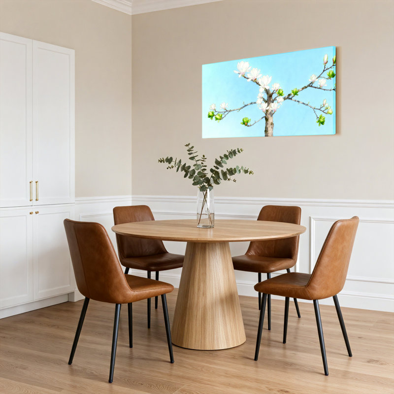 Ensemble de 1 tableau mural sur toile représentant un magnolia en fleurs, H 12 po x l 36 po