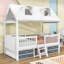 Lit maison en bois 4 tiroirs avec lanterneaux et tablettes-1010170254-1010170252