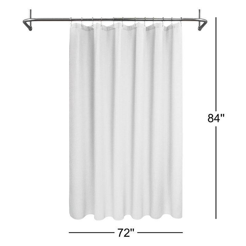 Cottingham Cotton Blend Waffle Shower Curtain, White, 84" H x 72" W