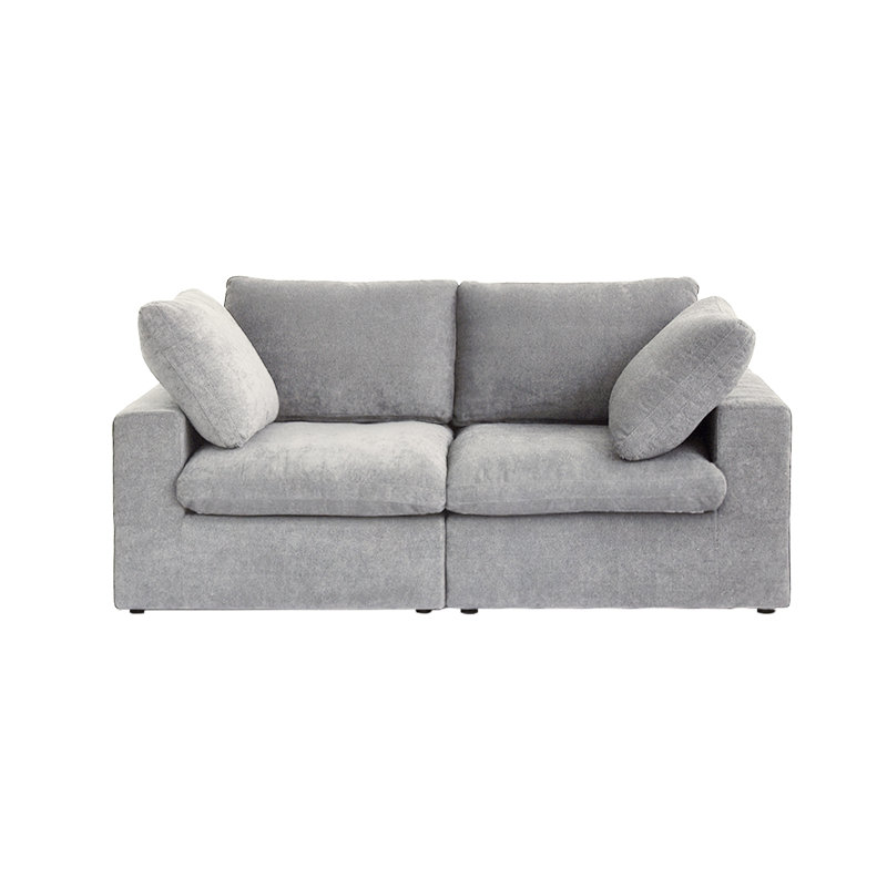 Kenda Tenia 80'' Linen Slipcovered Modular Sofa, Gray Linen Blend